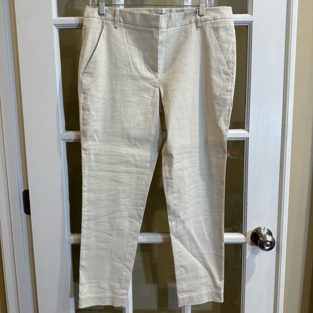 TIBI Linen Blend Pants Trousers Beige 4 Medium NWT!